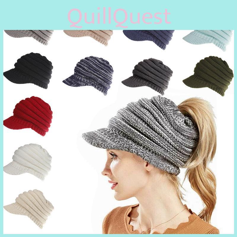 Gemütliche Damen Strickmütze mit Stretch und Zopfloch für den Winter