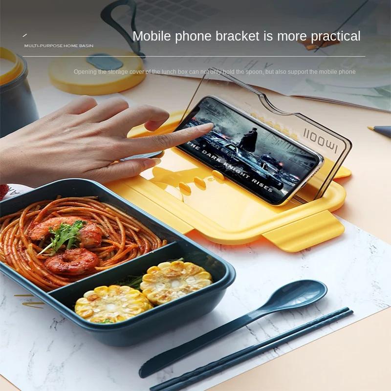 1100ml Microwave Lunch Box Portable 2 Layer Food Container Healthy Lunch Bento Boxes Lunchbox With Cutlery