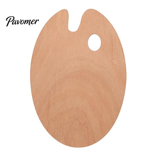 Wooden Paint Palette with Thumb Hole for Oil, Acrylic, Oval Wood Watercolor Painting, Oval-Shaped Art Tray Artists Left Right Handed