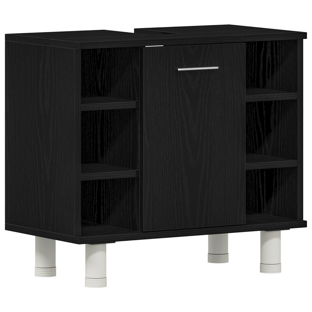 Bathroom Cabinet with Door Black Oak Look 60 x 32 x 54 cm