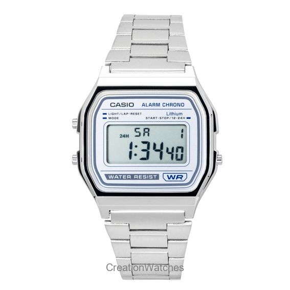Casio Vintage Digital Stainless Steel Quartz A158WEA-7 Unisex Watch серебряный