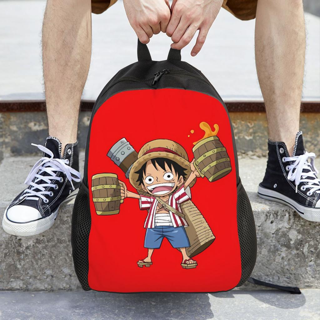 Luffy Hammer Manga Backpack Ones Pieces Student Unisex Polyester Camping Backpacks Soft Funny School Bags Rucksack