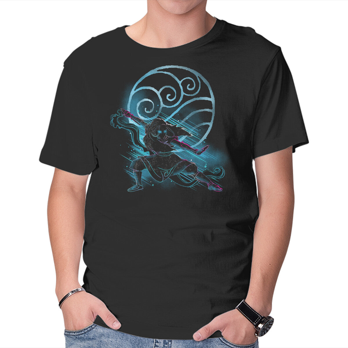 Unisex Crew Neck T-Shirt The Water Bender Graphic Short Sleeve Casual Tee M