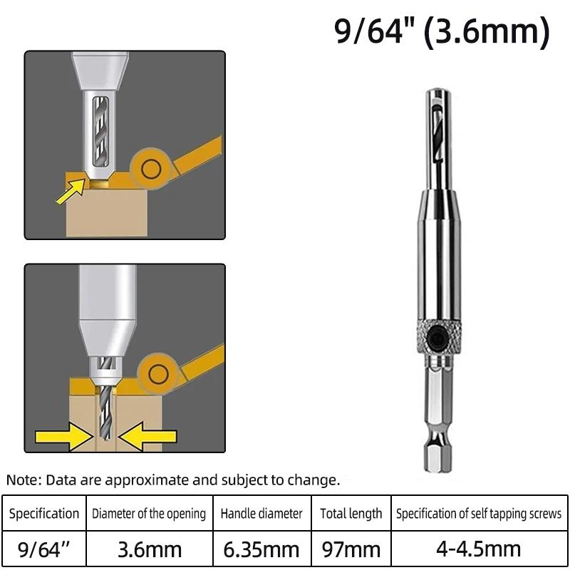 Self-Centering Hinge Twist Drill Bits HSS Different Sizes Window Doors Screw Hole Saw Woodworking Reaming Cabinet Tool