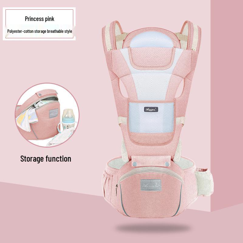 Foldable Baby Carrier Waist Stool: Dual-Use, Breathable & Portable, Front and Back Double Shoulder Baby Holder.