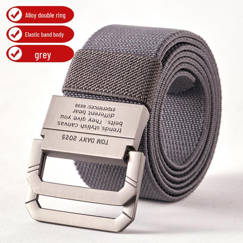 Men s Double Ring Buckle Canvas Belt - Casual Military Style for Teens & Students 120cm