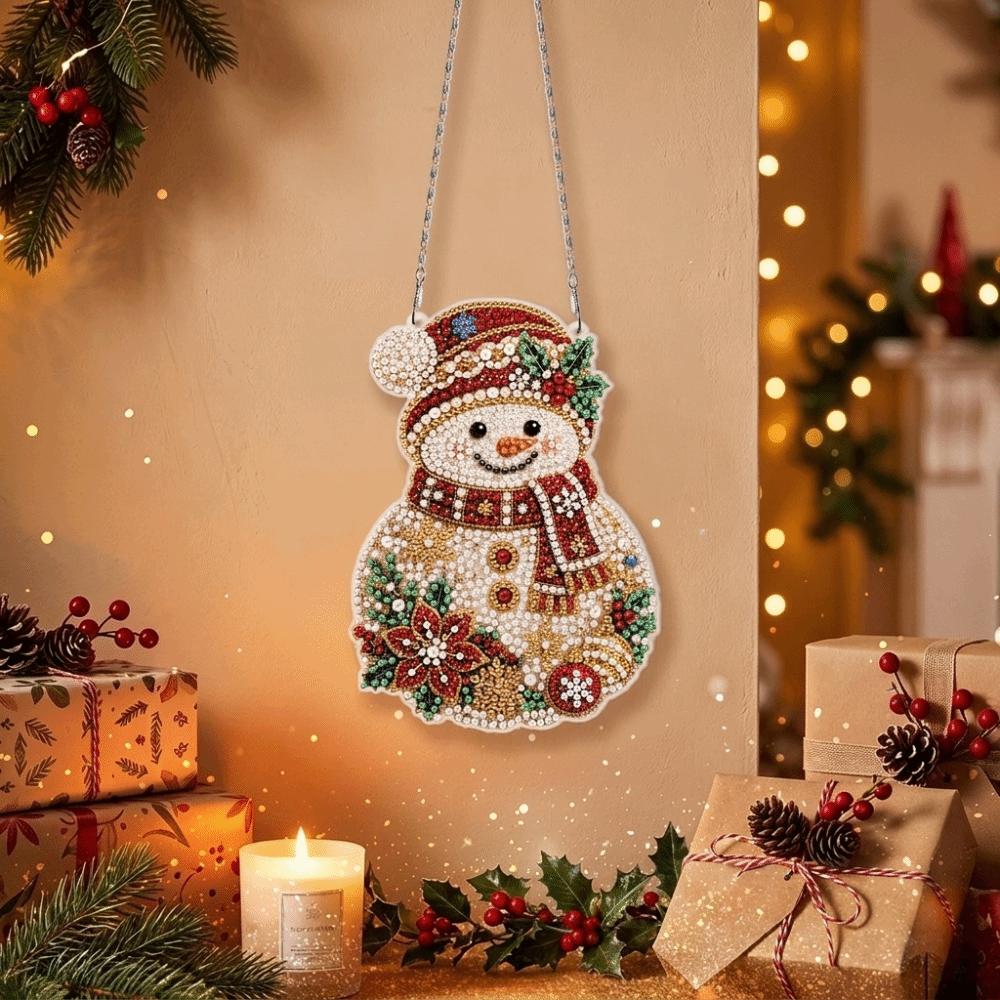 Acrylic Christmas Rhinestone Painting Kit Round Xmas Ornament Kit Wall Decor