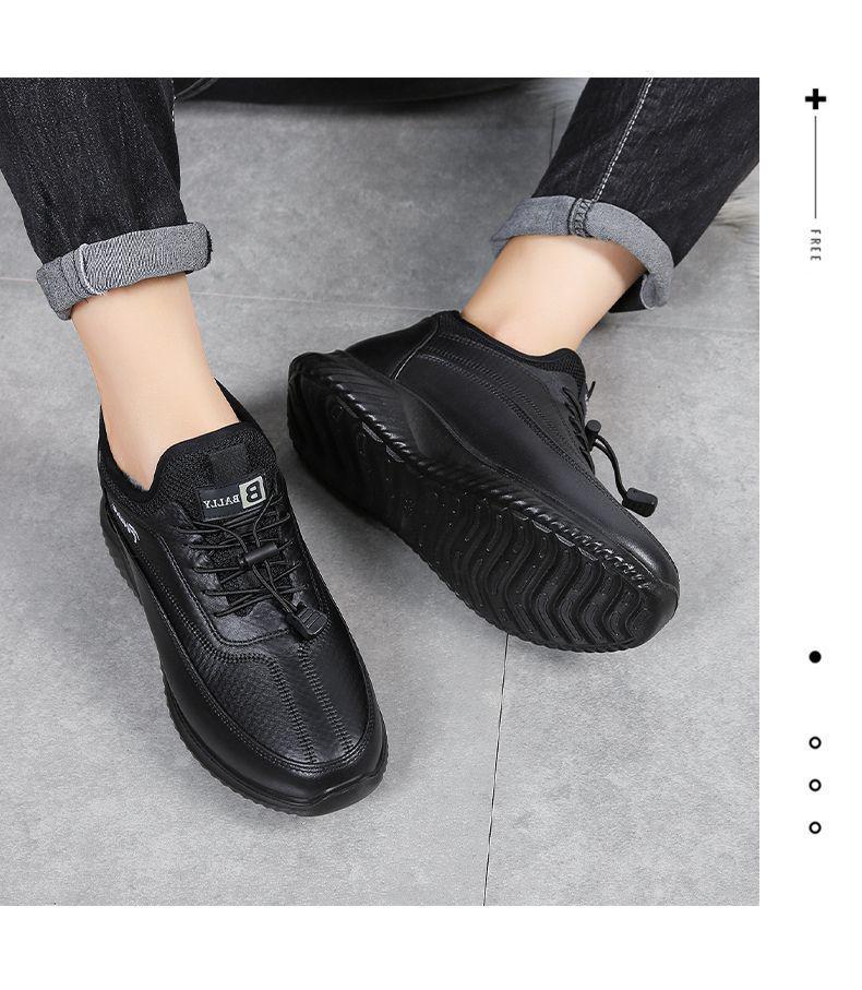 Men's Old Beijing Velvet Lined Winter Shoes - Soft Sole, Warm, Ideal for Middle-Aged & Elderly Walking