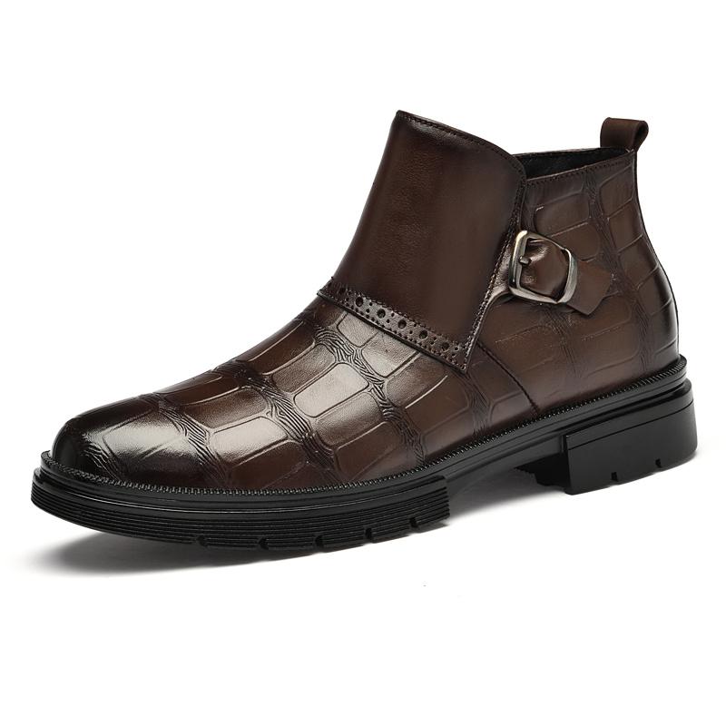 

Fashion 2024 Fashion Mens Black Boots Luxury Brand Dress Office for Men Ankle Boots Leather British Style Male Side Zipper Men s Shoes 45 коричневый