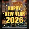 Whaline 6 Sheet 2026 Happy New Year Window Clings Foil Gold New Years Eve Firework Reble Window Decals for Home Office Classroom Party Decor