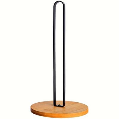 Modern Scandinavian Design Metal Wood Paper Towel Stand Space Saving Removable Kitchen Counter Organizers For Home Bathroom Decors