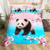 Panda Duvet Cover Cute Cartoon Animal Bedding Set Green Bamboo Print Comforter Cover Lovely Wild Animal Panda Bedspread Cover