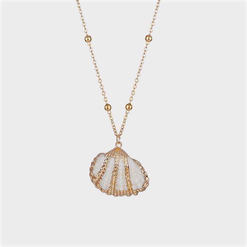 Conch Pendant Necklace for Women  Female Cowrie Summer Party Gift Zircon