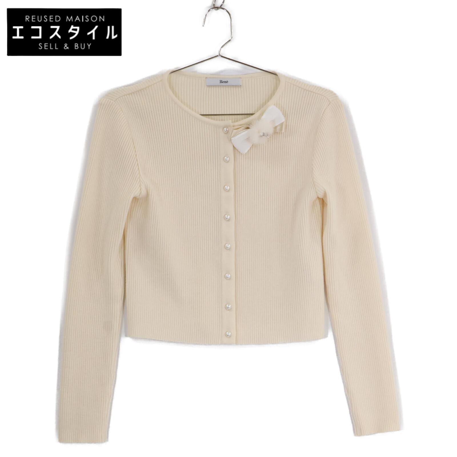 

Rene White wool 6242270 Pearl knit cardigan tops 34 whiteUsed