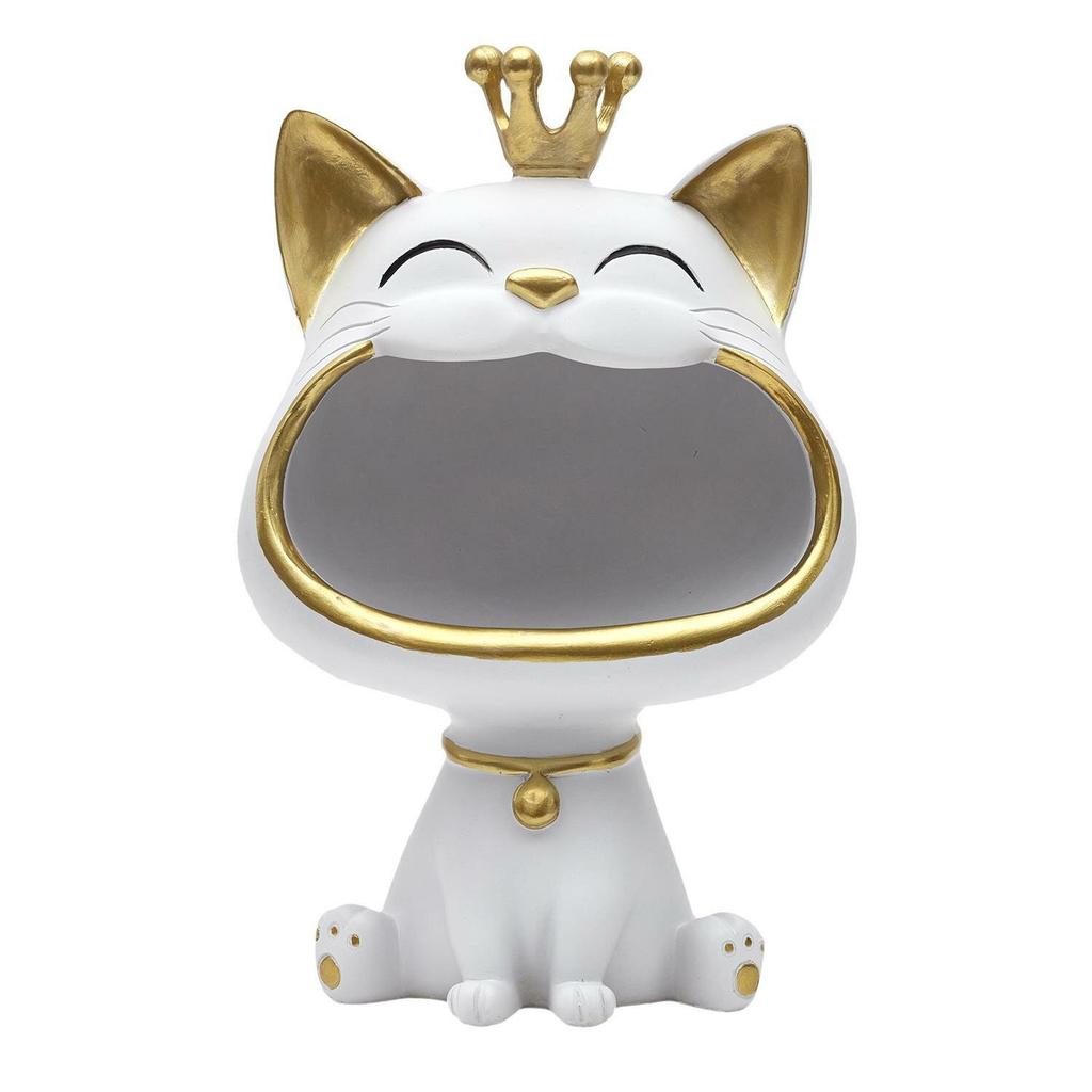 Cat Storage Figurine White | Gold