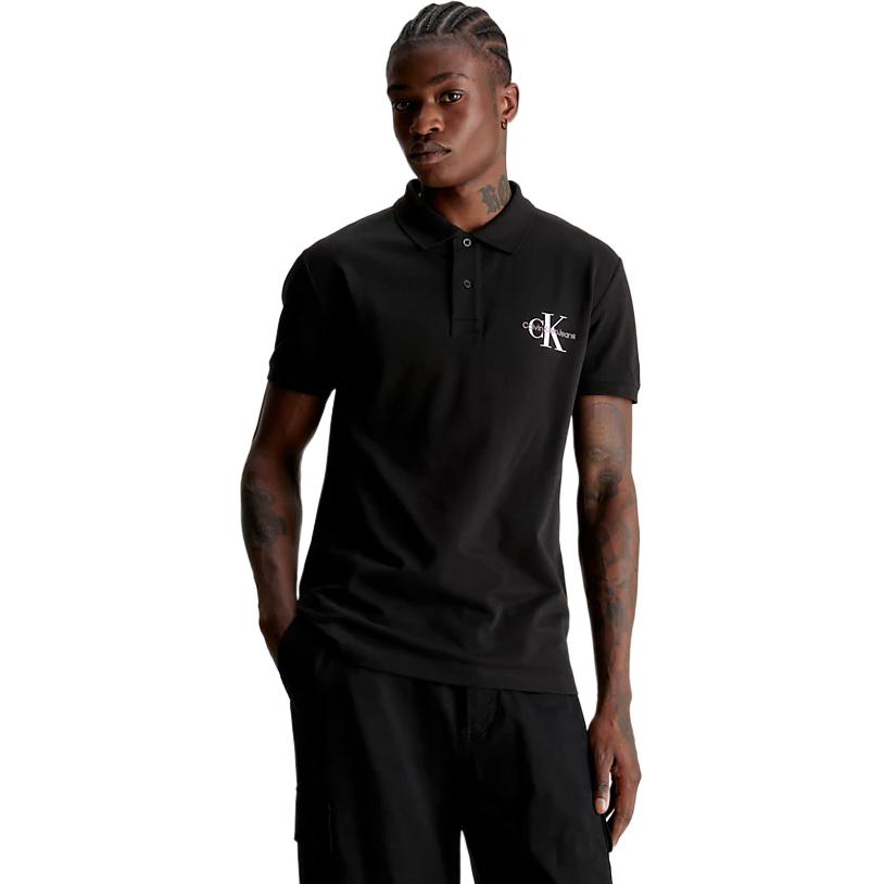 Calvin Klein Logo Embroidered Straight Cut Short Sleeve Polo Shirt Men Polo Shirts Black J30J323395-BEH