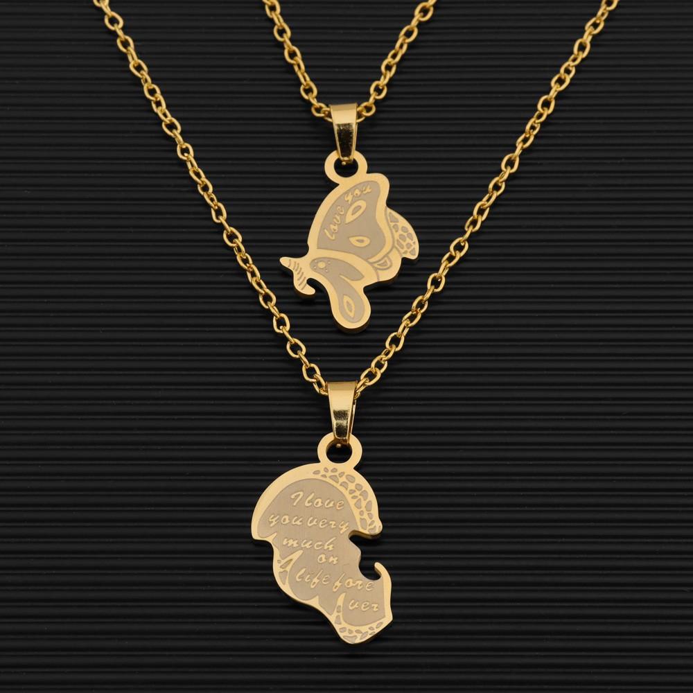 Personalized Couple Necklace Stainless Steel Splicing Butterfly Romantic Holiday Party Birthday Gift Accessories