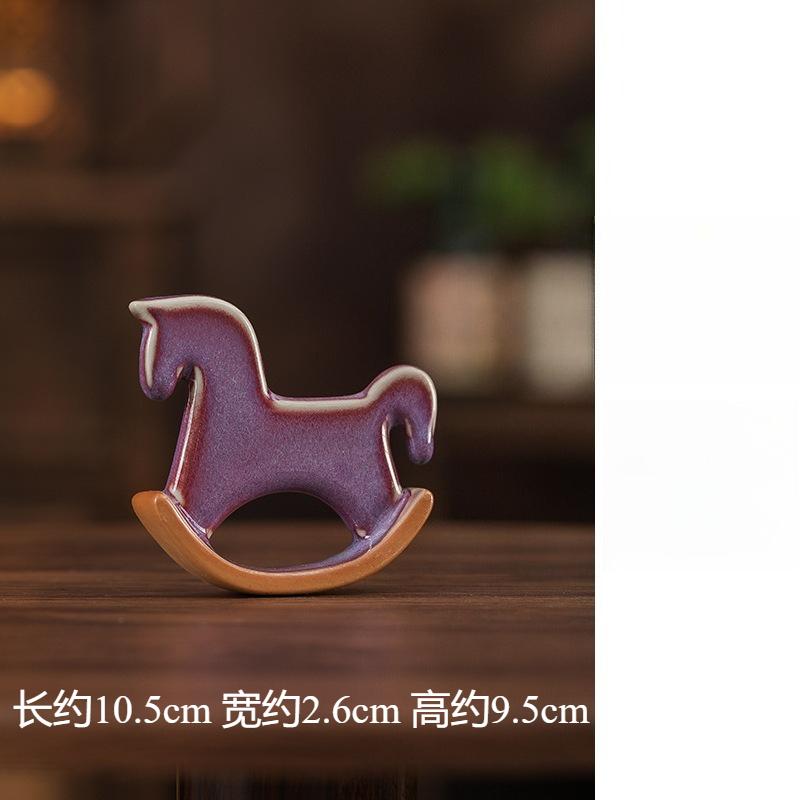 Ceramic Rocking Horse Cute Tea Pet Funny Desk Decor Home Office Bookshelf Figurine Creative Housewarming Gift