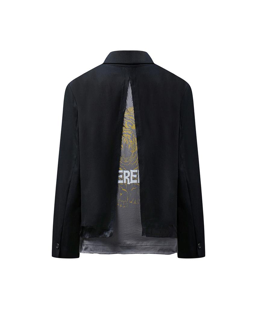 Erer Wool Back Slit Tiger Jacket Black