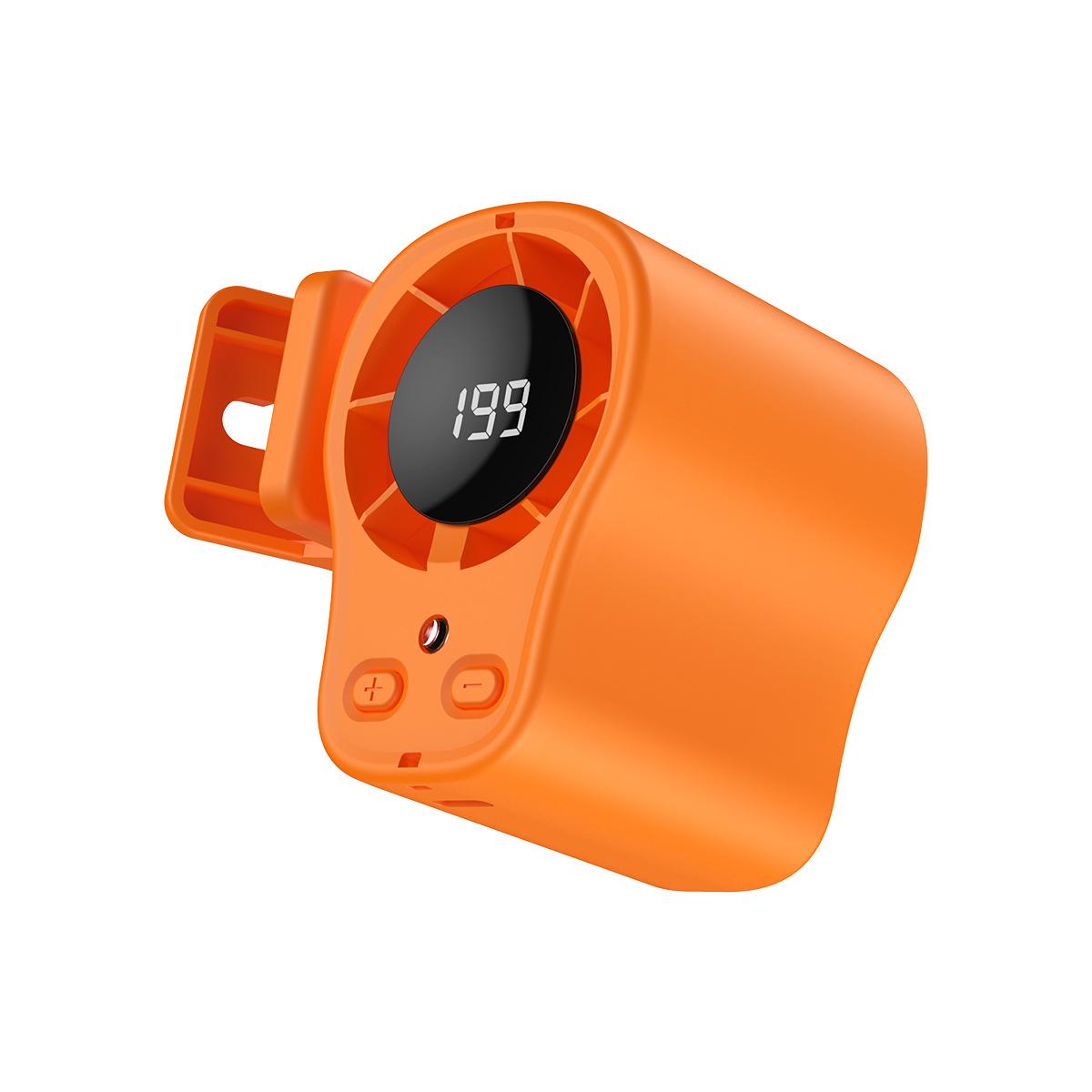 

New USB Rechargeable Cross-Waist Hanging Neck Fan with Digital Display and Extended Battery Life. оранжевый