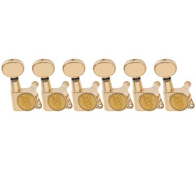 Wilkinson E-Z-LOK 6-Piece Mini Oval Button Tuners for Fender Strat/Telecaster Electric Guitars, Gold