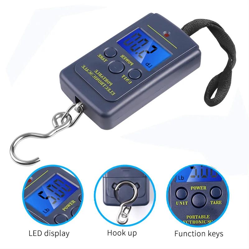 50kg/10g Přenosná LCD elektronická ruční váha Cestovní závěsná váha s 100cm dlouhým zatahovacím metrem