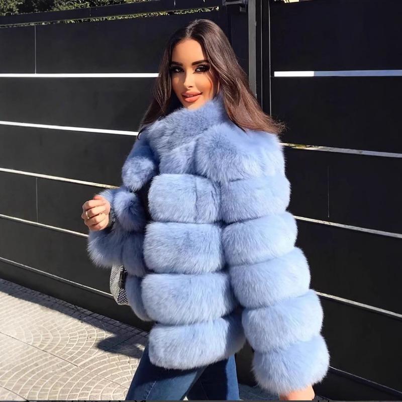 S-6XL large size women's fox fur coat, winter new fashionable versatile environmentally friendly artificial fur coat