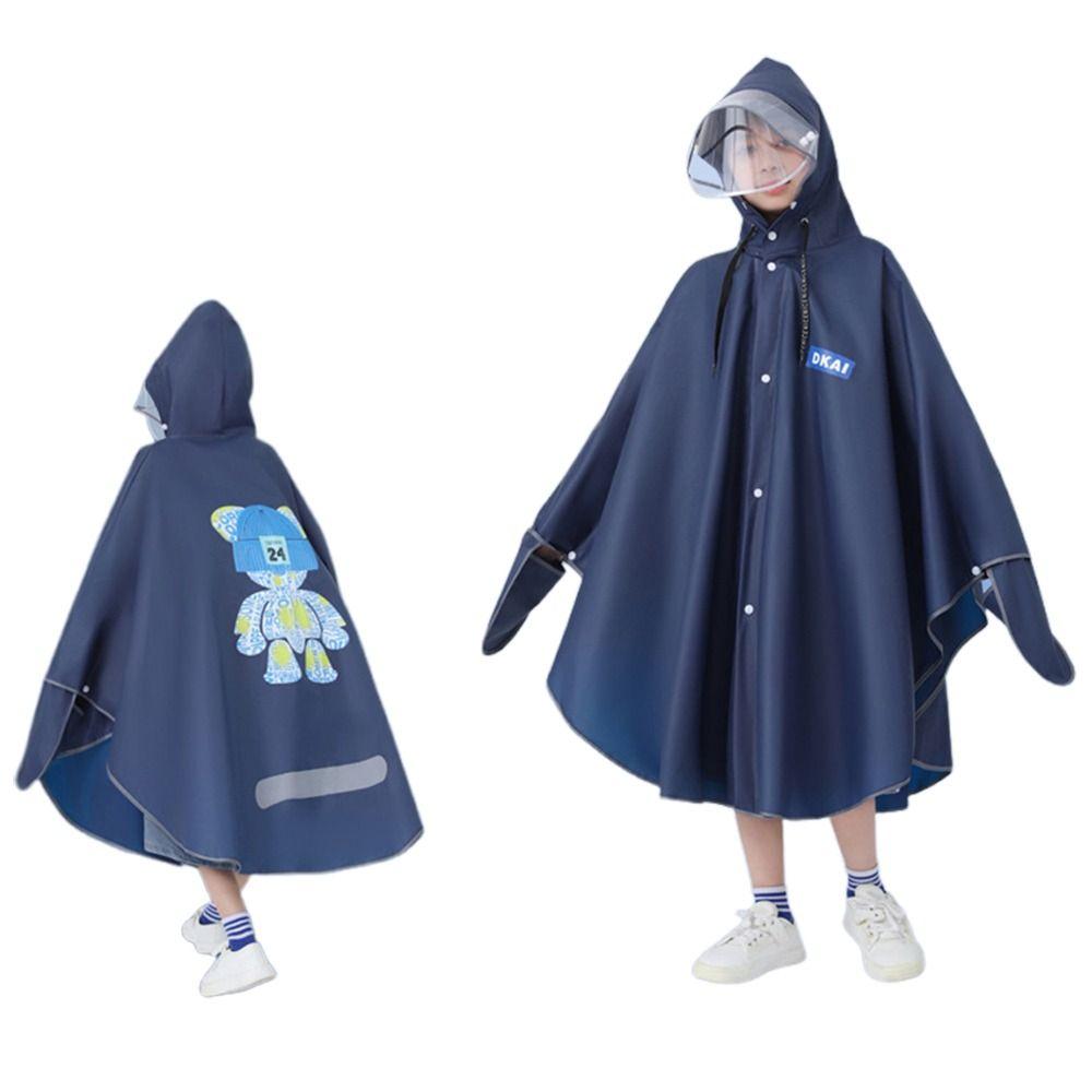 With Gloves Waterproof School Raincoat Detachable Clear Brim Outdoor Rain Cloak  for Boys and Girls