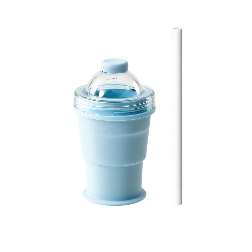 Tasse Pliante pour Glaçons avec Paille, Silicone de Qualité Alimentaire Réutilisable pour l'Été en Plein Air