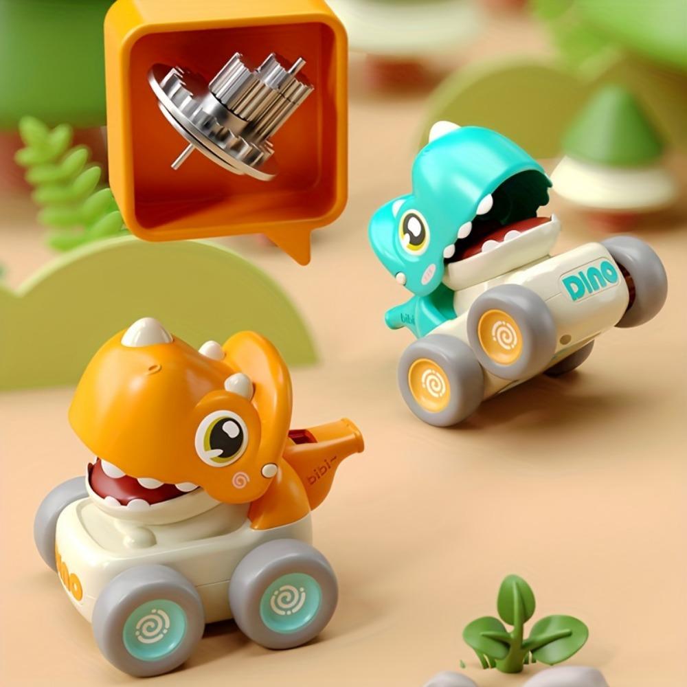 Dinosaur Pull-back Toy Car, Cartoon Gear Storage Scooter, Top Storage Box Toy Car, Anti-fall and Anti-collision Inertial Toy Car