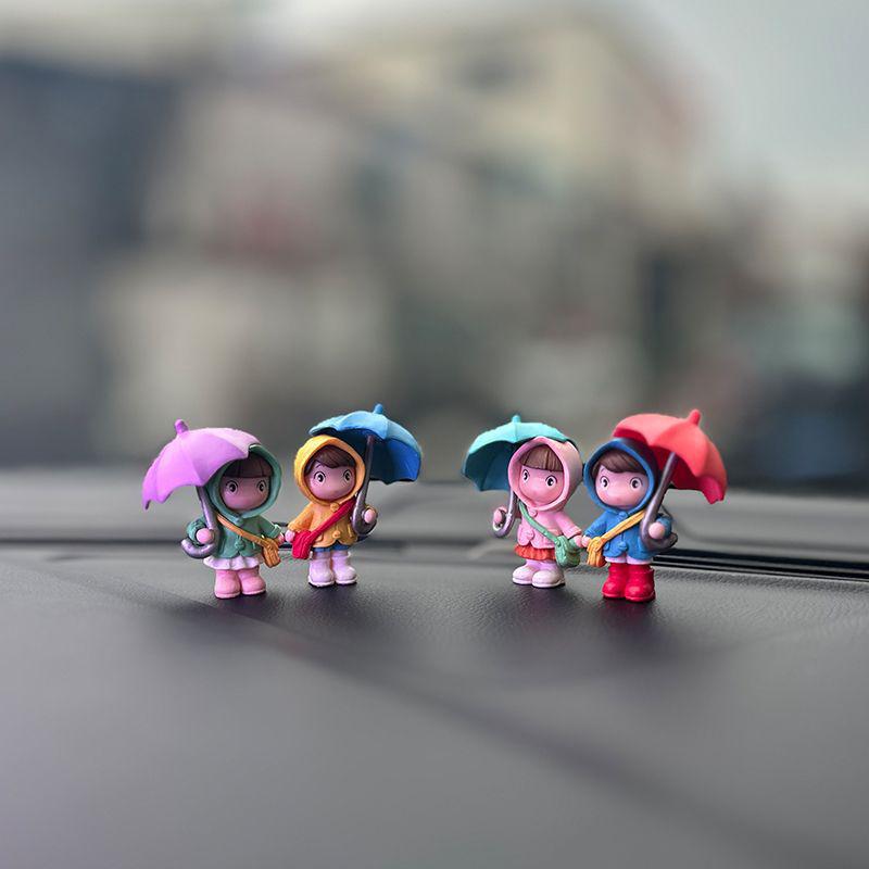Cute Resin Umbrella Girl Doll Car Center Console Decoration Car Interior Ornaments Accessories