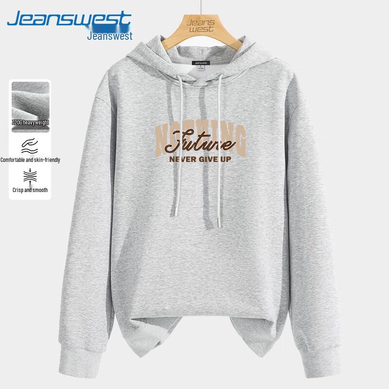 Jeanswest Men's Heavyweight American Retro Letter Print Hoodie