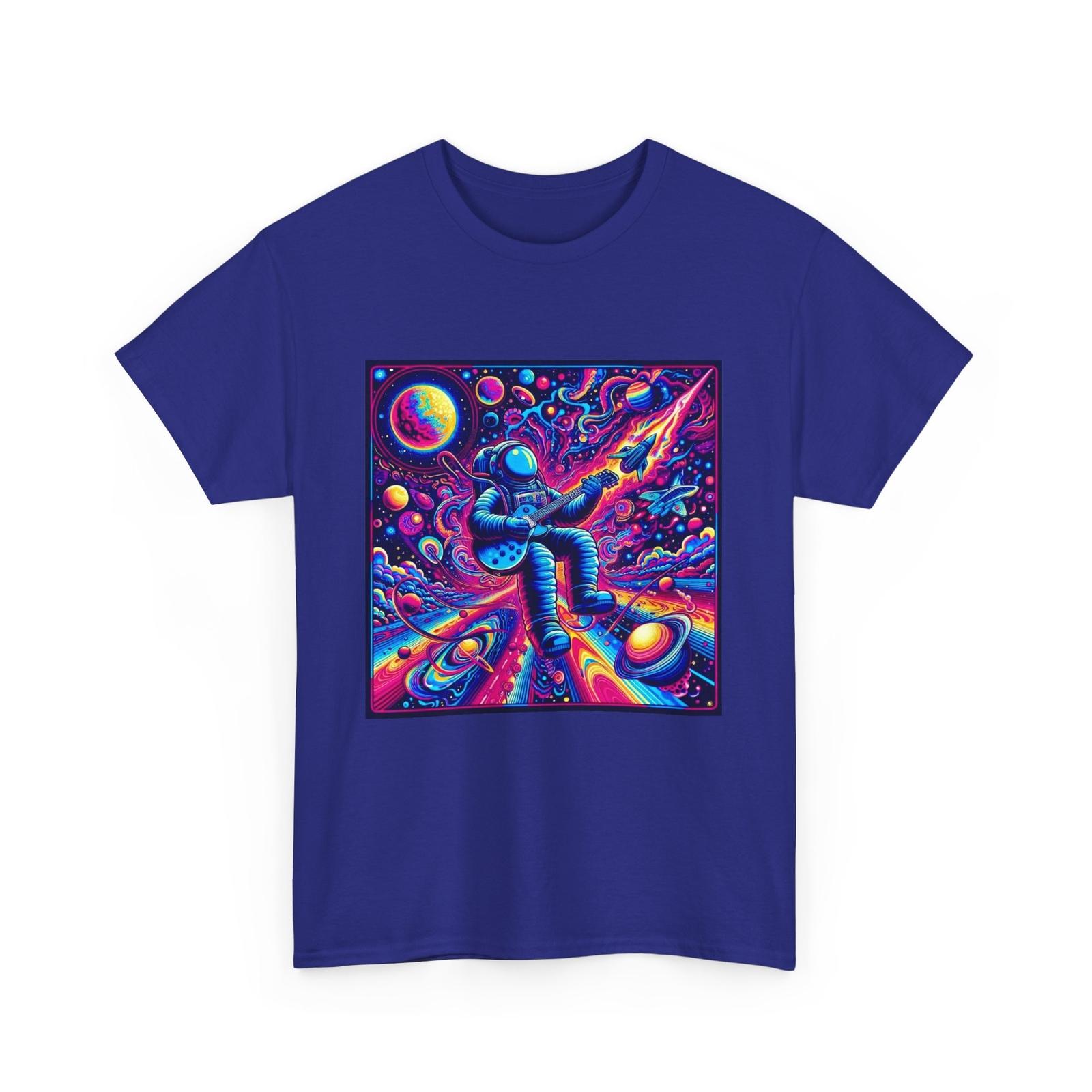 Psychedelic Astronaut Music T-shirt Vibrant Graphic Tee Guitar Music Shirt L