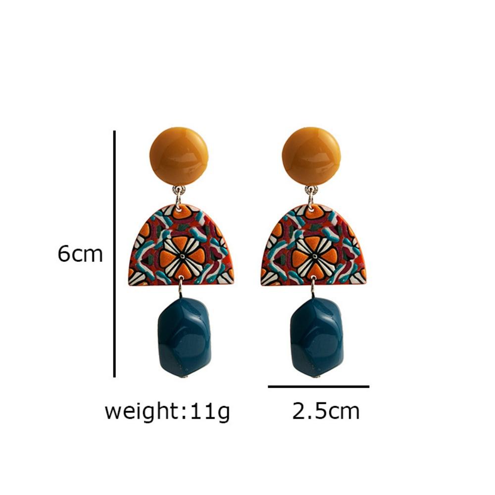 New Colorful Geometric Resin Earrings Simple Design Orange Bead Semicircle Drop Dangle Earrings for Women Girl Party Jewelry