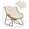 Gartenlounge, Rattan-Optik, Outdoor-Sessel, mit Kissen, Metallgestell, 75x101x90 cm, Natur/Khaki/Schwarz