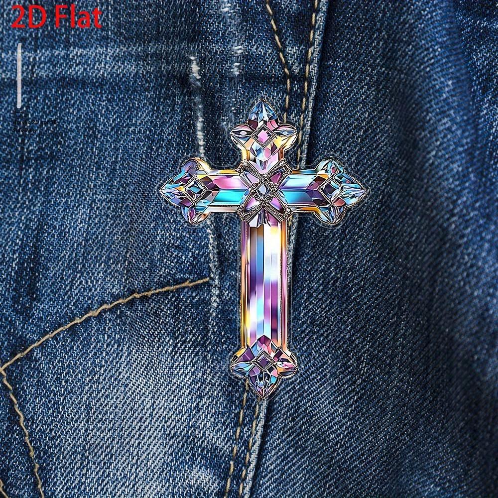 2D Cross Acrylic Brooch 1PC Clothing Accessory for Sweater Scarf Coat