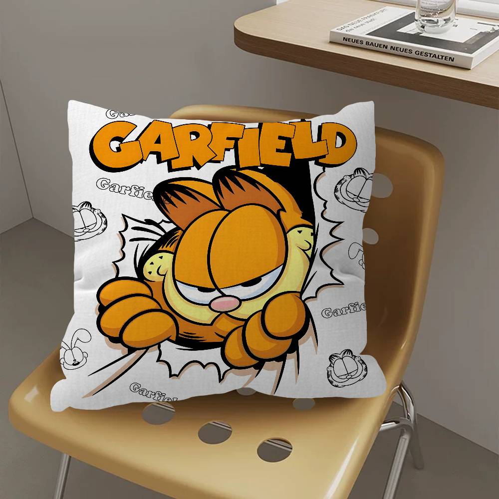 Cartoon Garfield Cute Cat Cushion Cover Car Throw Pillow Case For Sofa Car Christmas Gift 40X40Cm 45X45Cm