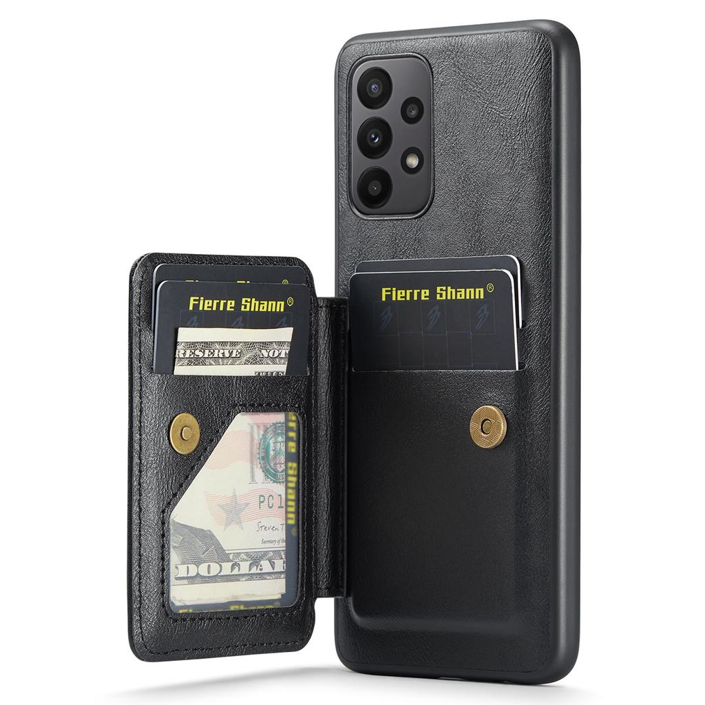 For Samsung Galaxy A23 4G Case Leather+TPU Phone Cover Built-in Magnetic Holder Metal Sheet
