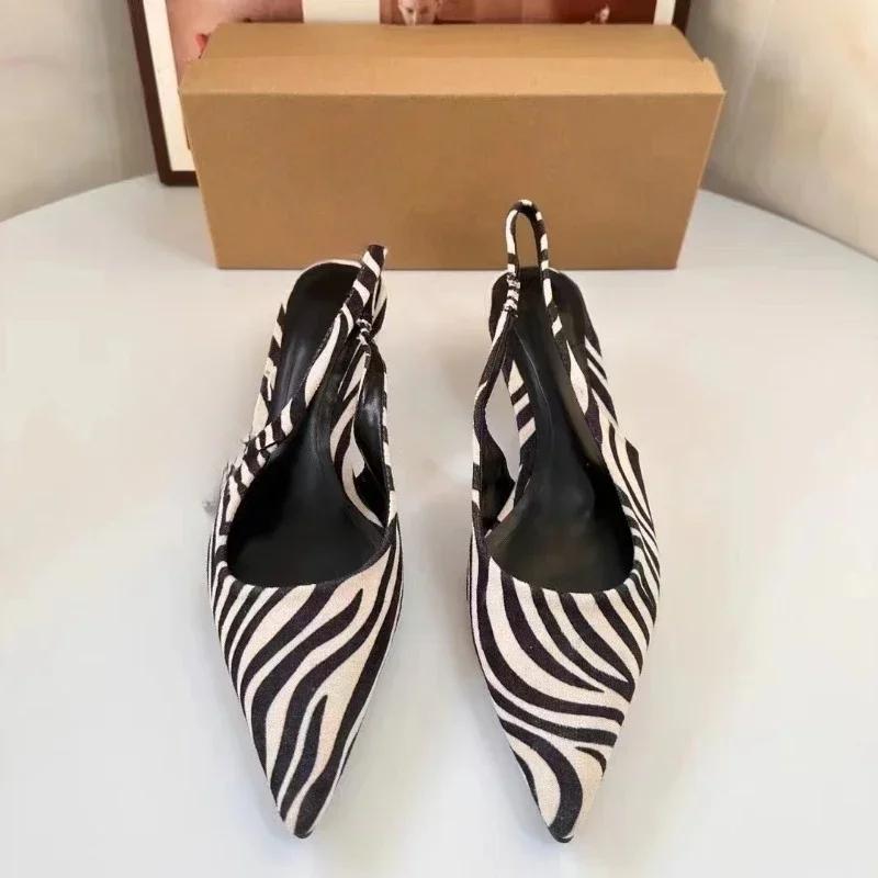 Sandali da Donna con Tacco Medio e Fantasia Audace ed Elegante, Slip-On Casual con Tacco, Slingback Sexy Primaverili, Scarpe da Donna