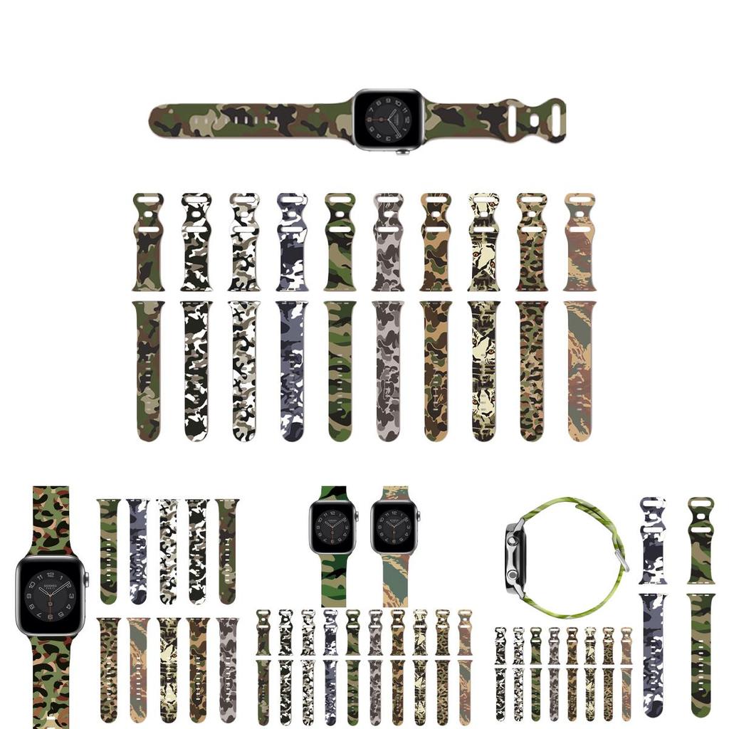 Camouflage Camo Armband für Apple Iwatch 7 6 Se 5 4 3 2 1 Band Stoßfest und Leicht
