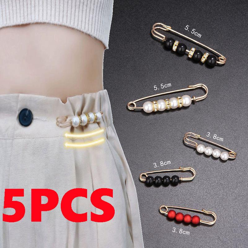 

Набор брошей из искусственного жемчуга, модный винтажный женский свитер, платье, джинсы с пряжкой на талии, аксессуары для одежды, подарки 5PCS