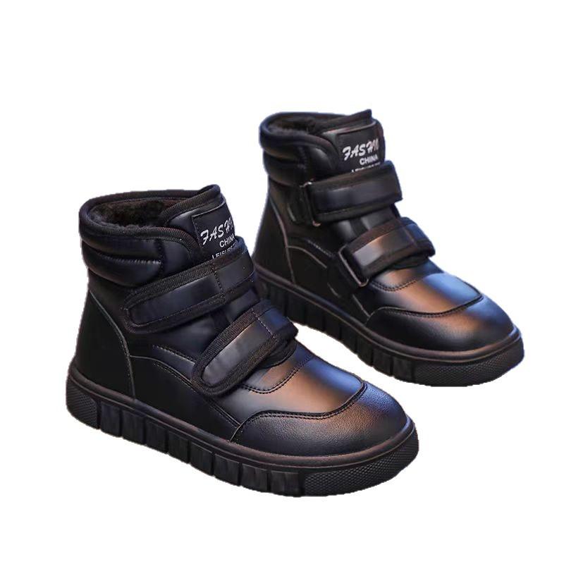 Dívčí bavlněné boty zima 2025 nové sametové studentské kotníkové boty dětské teplé zateplené velké bavlněné boty dívčí sněhule