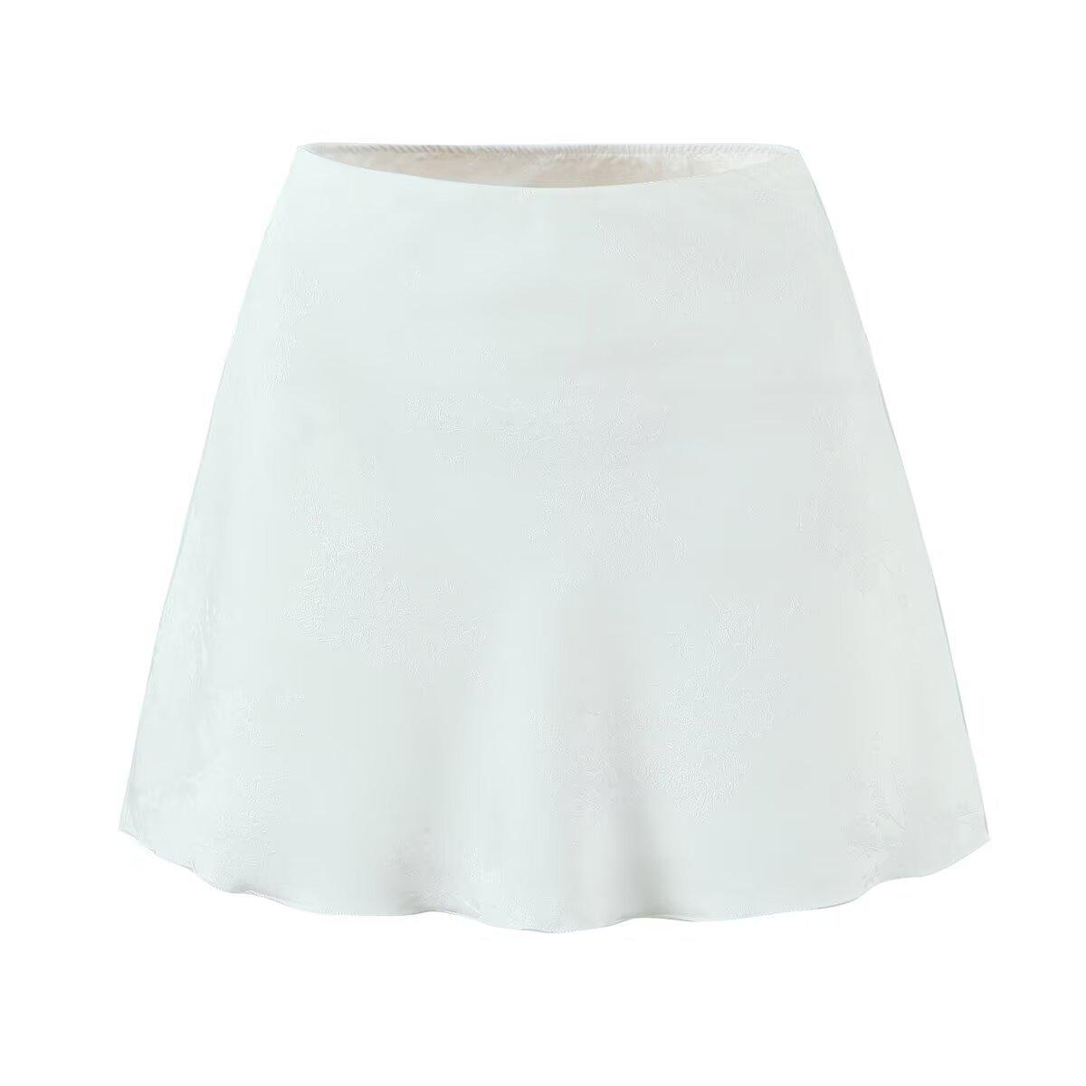European and American style, new women s clothing, foreign style versatile, fashionable, French jacquard satin skirt S белый