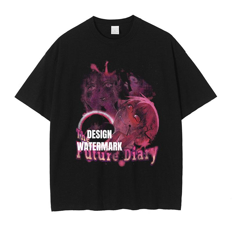 

Anime The FFuture Diary T Shirt Oversized Vintage Washed Gasai Yuno Tshirts Manga Mirai Nikki Summer Tops Tees Unisex 100 Cotton 2XL
