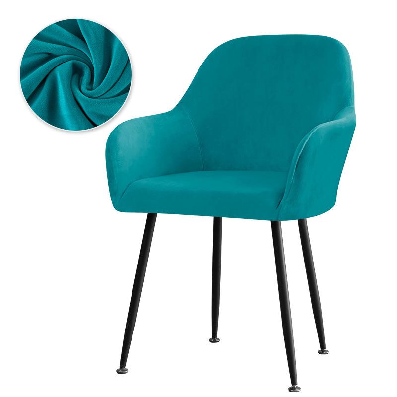 Curved Dining Chair Cover Simple Silver Fox Velvet Fabric Makeup Chair Cover Elastic Home Hotel High-end High Armchair Cover