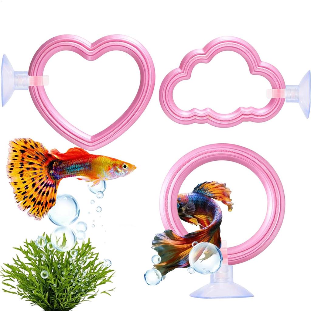 1Pcs Betta Exercise Rings Fish Tank Aquarium Training Ring Hoop Set With Suction Cups Betta Fish Interactive Play Relax Hide Toy
