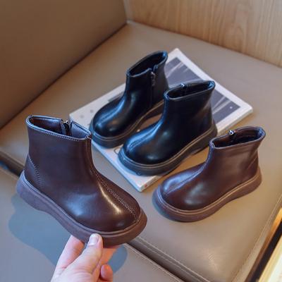 Dziecięce Botki dla Dziewczynek Matowe PU Maluchy Moda Czarne Botki Chelsea Wszechstronne Wiosna Jesień Dziecko Codzienne Botki na Platformie do Kostki
