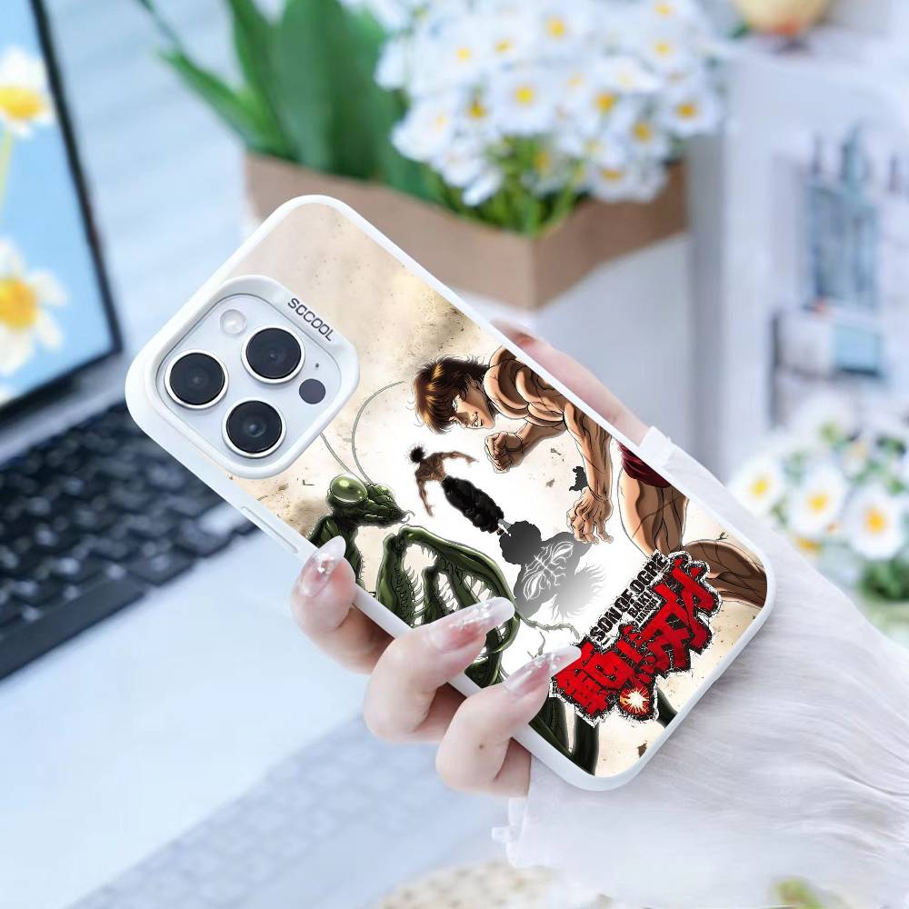 Anime Baki H-Hanmas Phone Case For iPhone 16,15,14,13,12,17,Pro,MAX white Matte Shockproof Cover