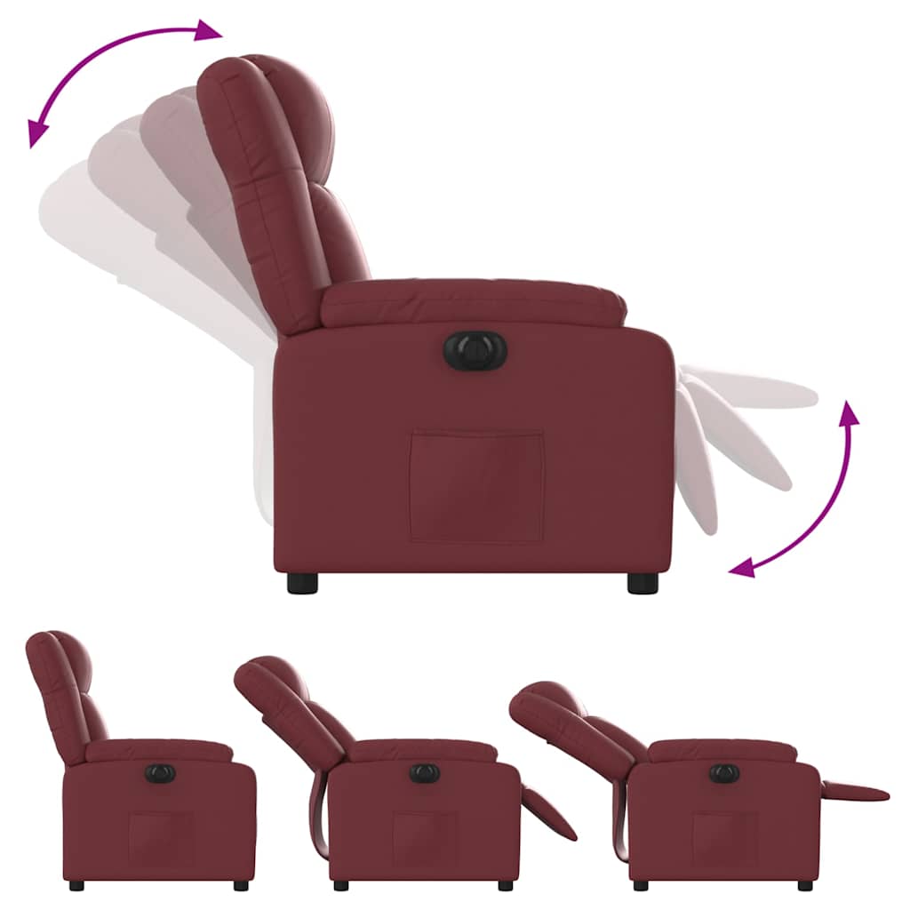Electric Recliner Chair Wine Red Faux Leather