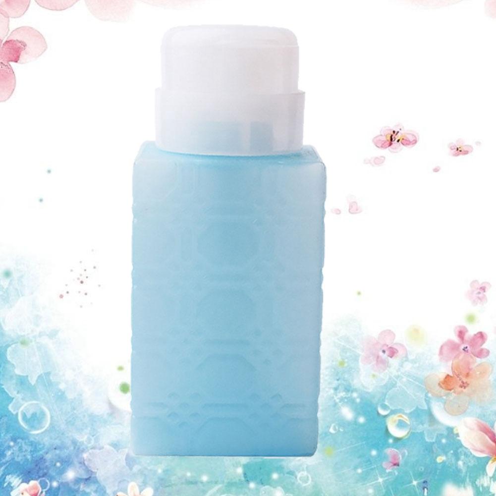 

Пустая бутылка с помпой для снятия лака для ногтей с алкоголем, простой очиститель (Круглый Розовый) синий